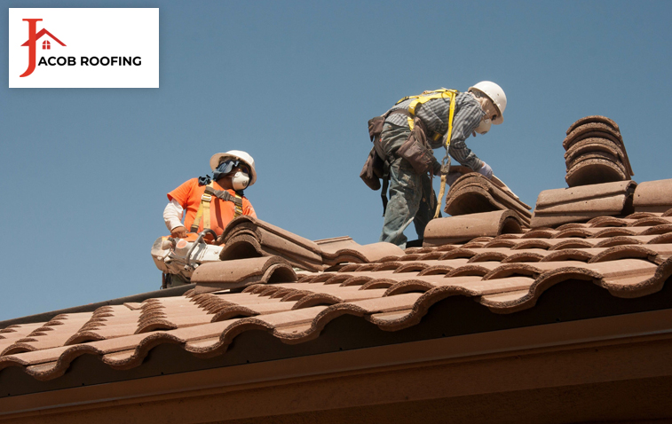 Roofer working on a roof in a specific climate zone