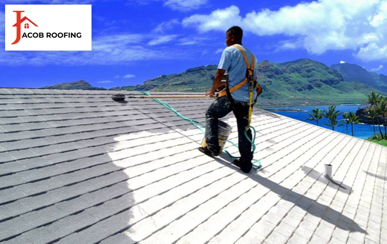 Roofer working on a steep-slope roof installation